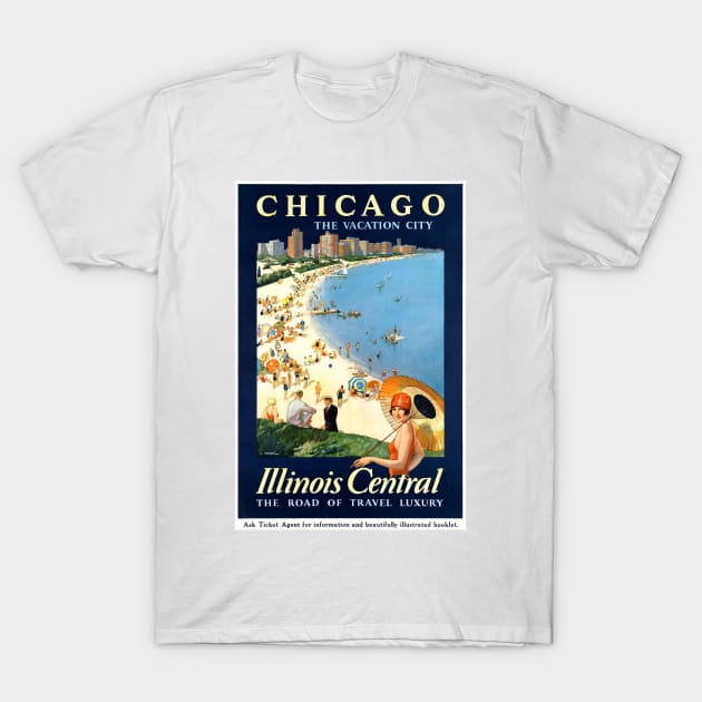 Vintage Travel Poster Chicago Illinoise Central T-Shirt by vintagetreasure